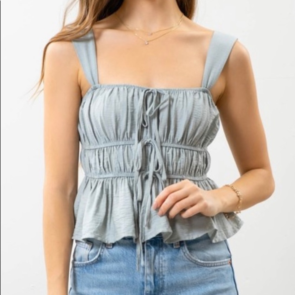 Vici Tank with ruffle and cinched details
